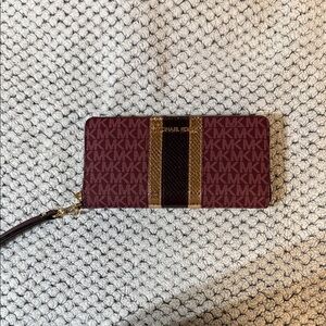 Michael Kors Maroon and Gold Wristlet